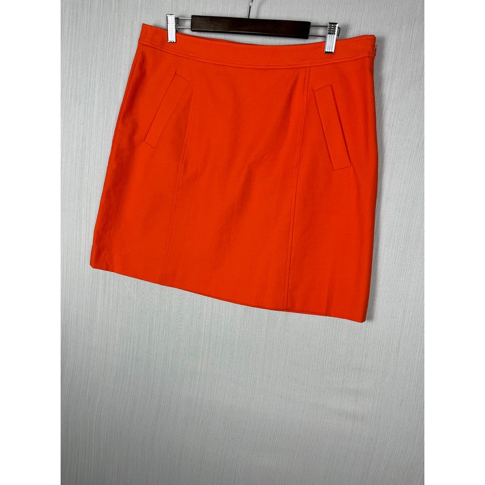 Ann Taylor Skirt Womens 14P Orange Mini A-Line Cotton Blend Career Preppy Petite